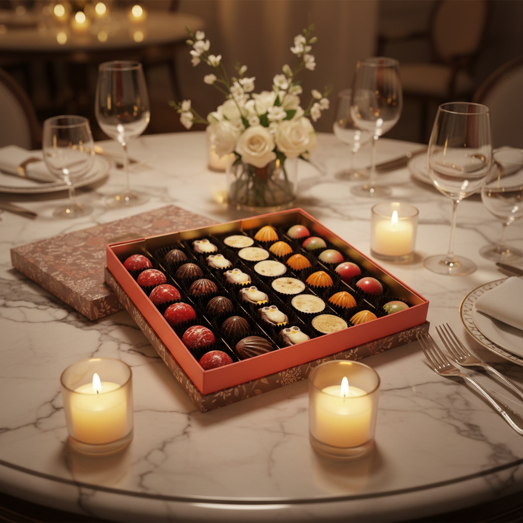 Autumn boxes of pralines