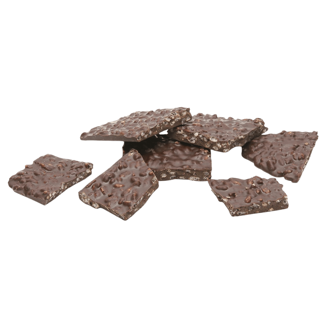 Dark chocolate broken bars with puffed rice