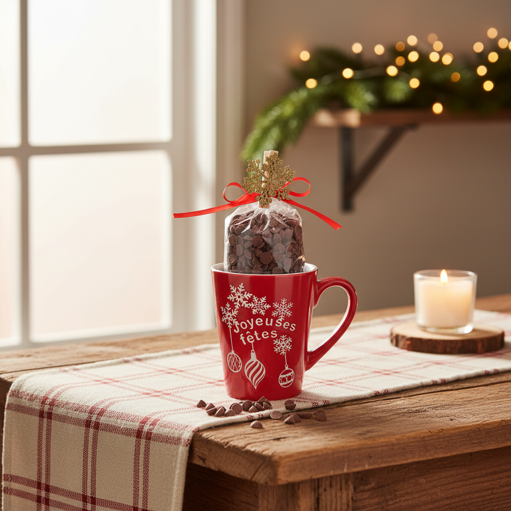 Milk chocolate drops in a festive mug 200g