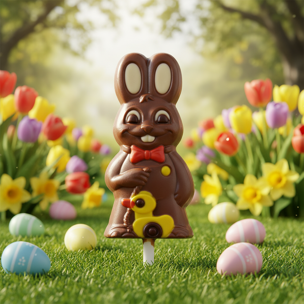 Milk chocolate bunny with duck lollipop 20g