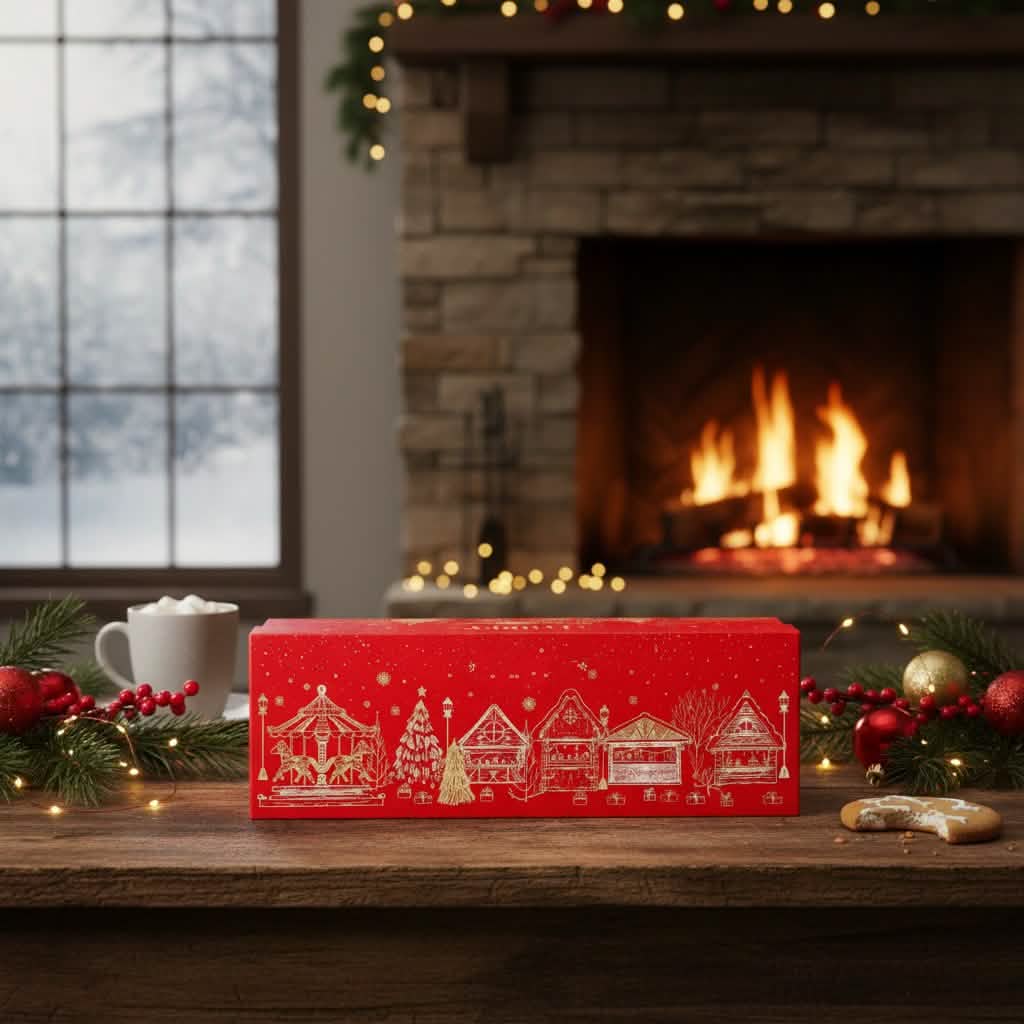 Christmas village box 14 pralines and truffles 225g