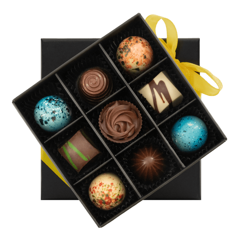 Boîte de luxe de 9 pralines au chocolat 135g