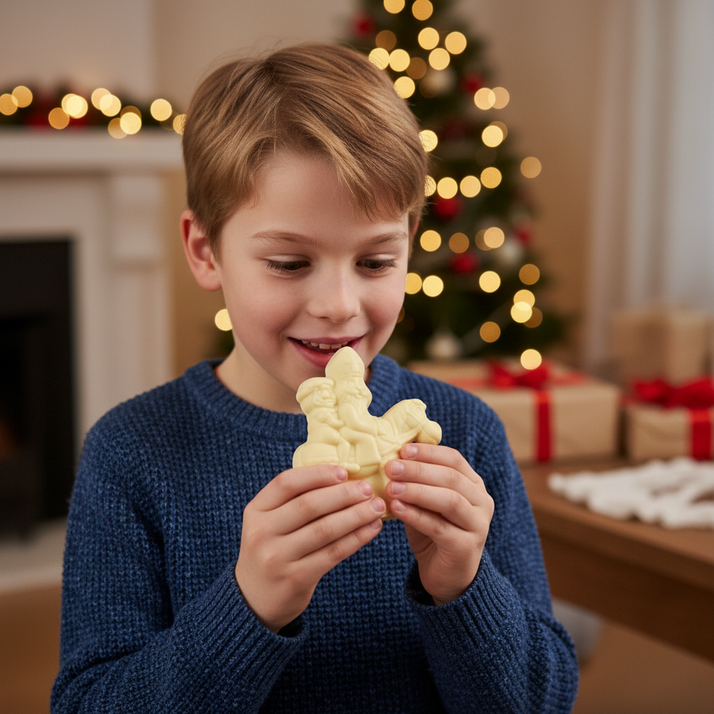 White chocolate Saint Nicholas riding his horse 230g
