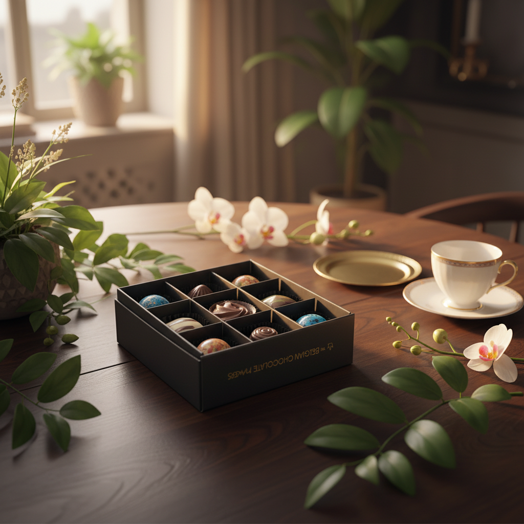 Luxury box of 9 chocolate pralines 135g