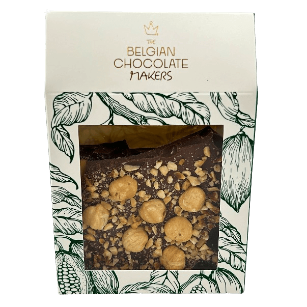 Milk chocolate broken bars with hazelnuts