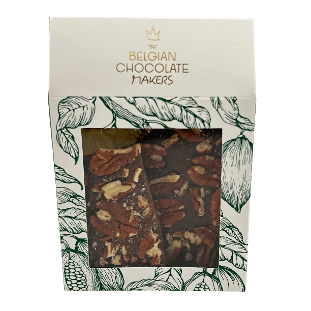 Dark chocolate broken bars with pecan