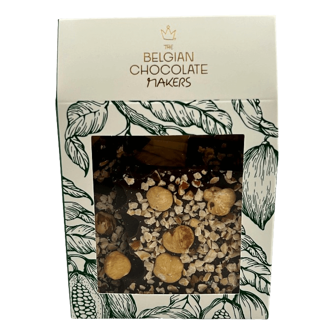 Dark chocolate broken bars with hazelnut