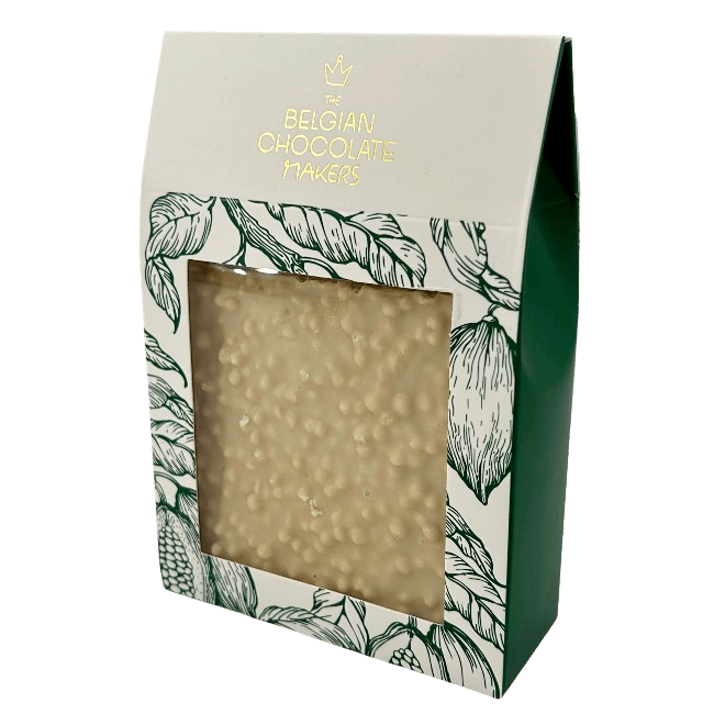 White chocolate broken bars with puffed rice