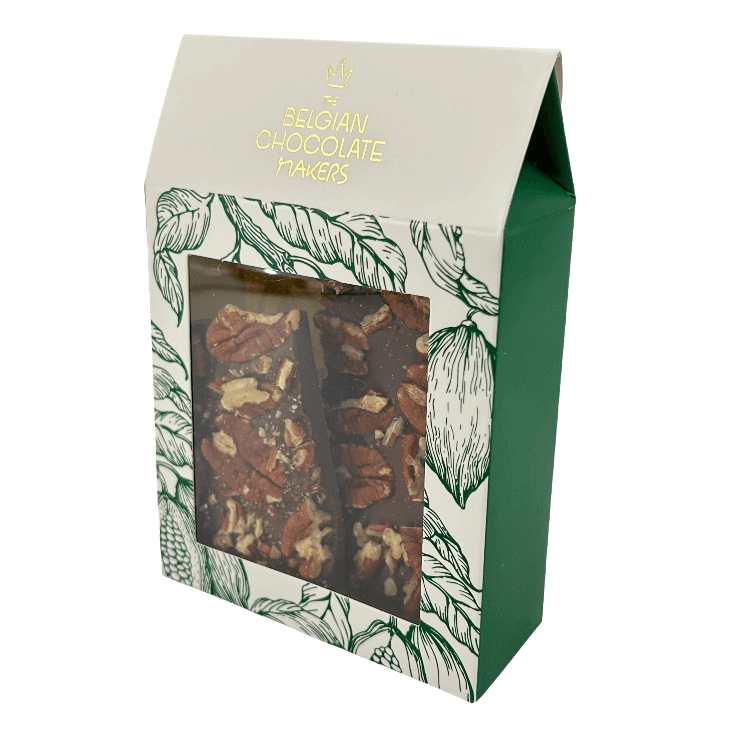 Dark chocolate broken bars with pecan