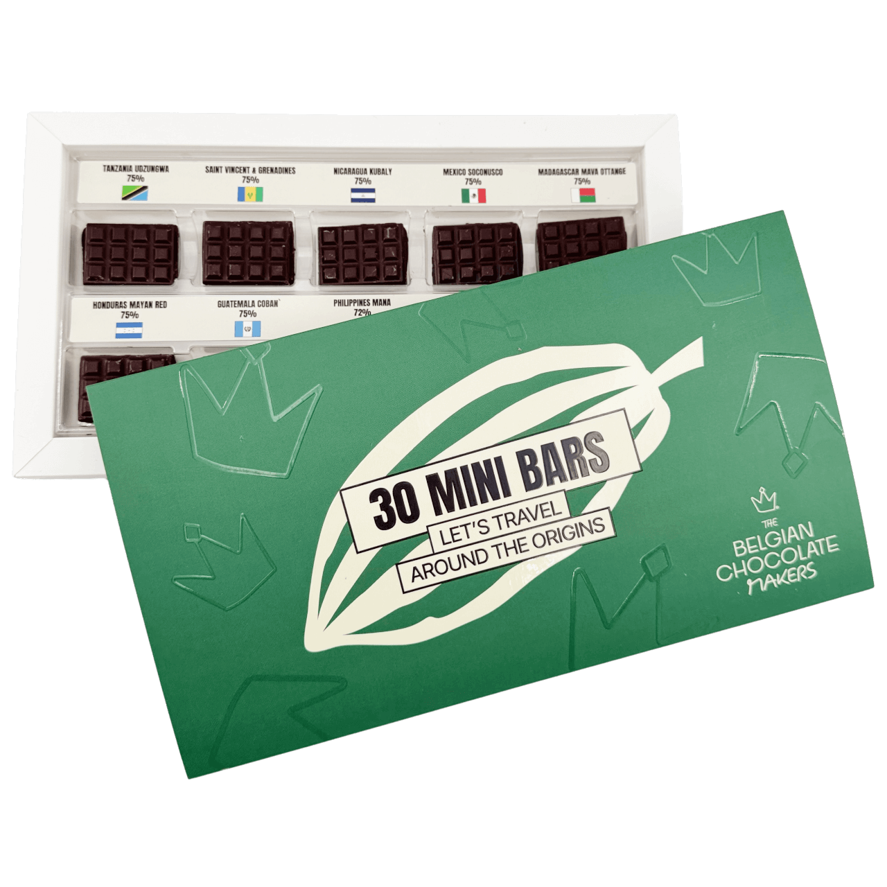 Dark chocolate discovery box with 30 mini bars