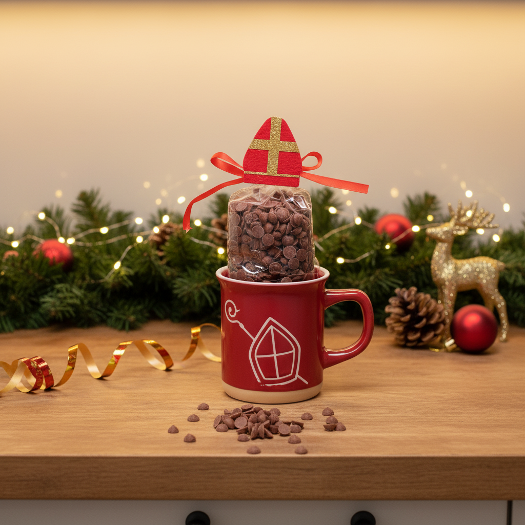 Milk chocolate drops in Saint Nicholas mug 200g