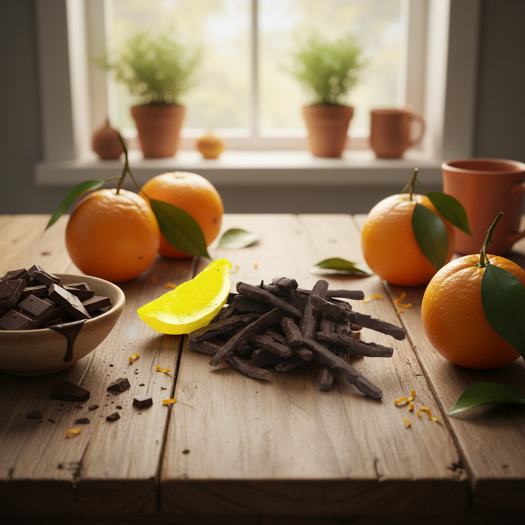 Candied lemon peels dipped in chocolate