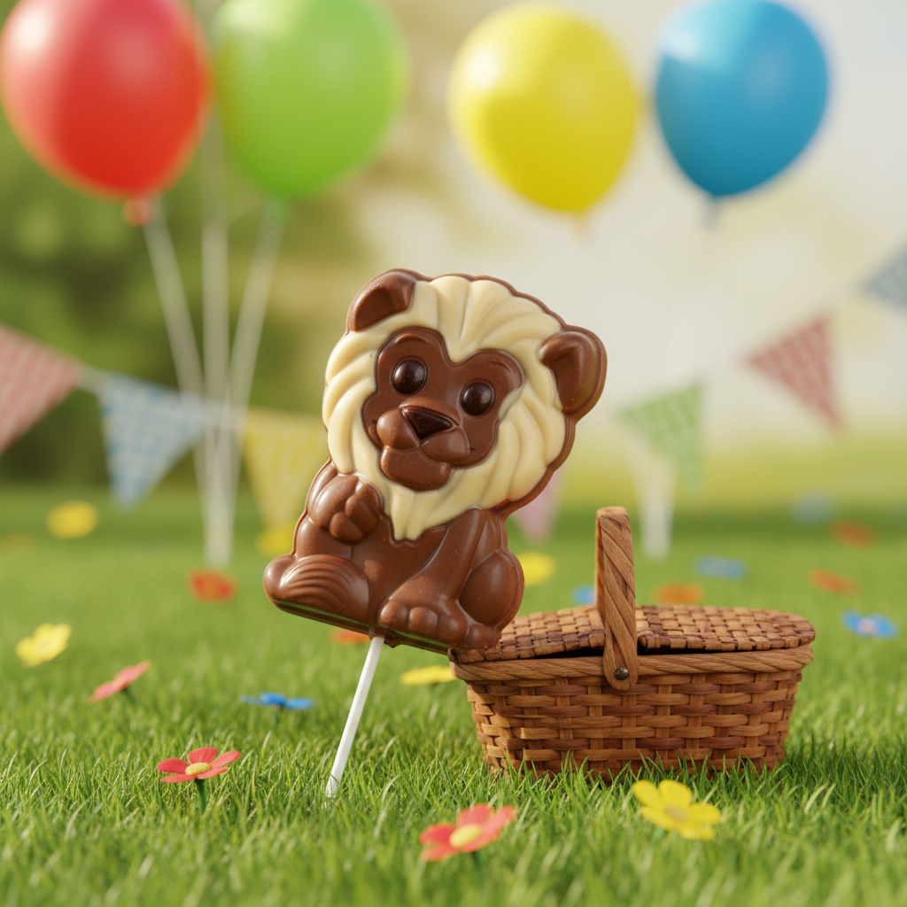 Milk chocolate white mane lion lollipop 25g