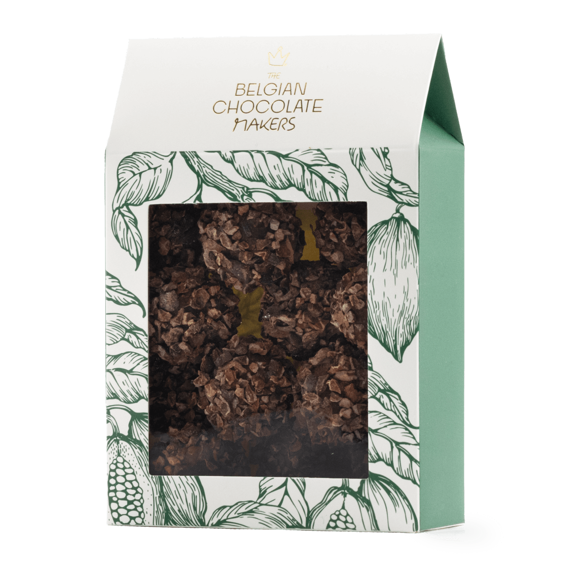 Pouch of Belgian truffles with cacao nibs coating