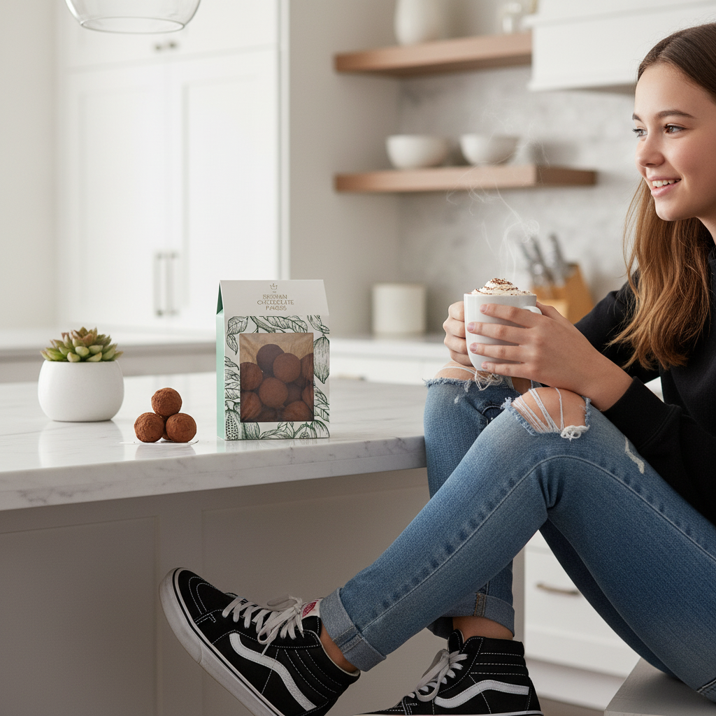 Pouch of Belgian truffles with cacao coating 160g