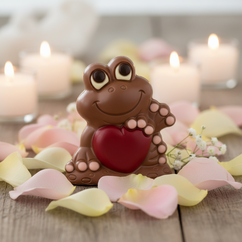 Milk chocolate red heart frog 170g