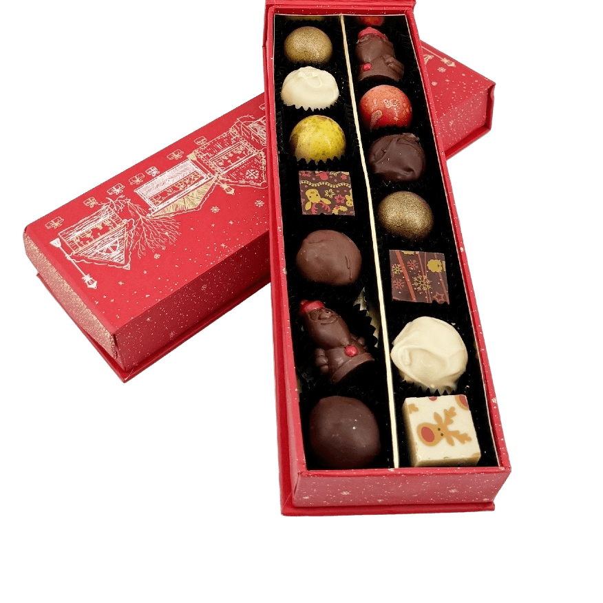 Christmas village box 14 pralines and truffles 225g