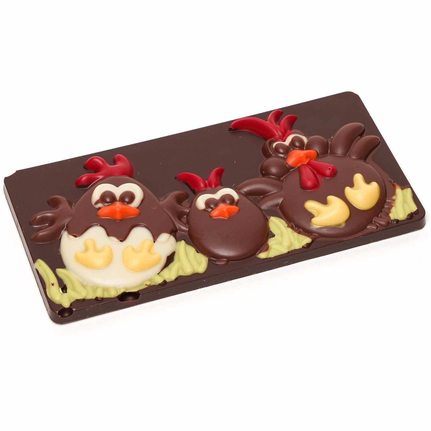 Chocolate handmade bar Family chicken (dark) 105 Grs - The Belgian Chocolate Makers