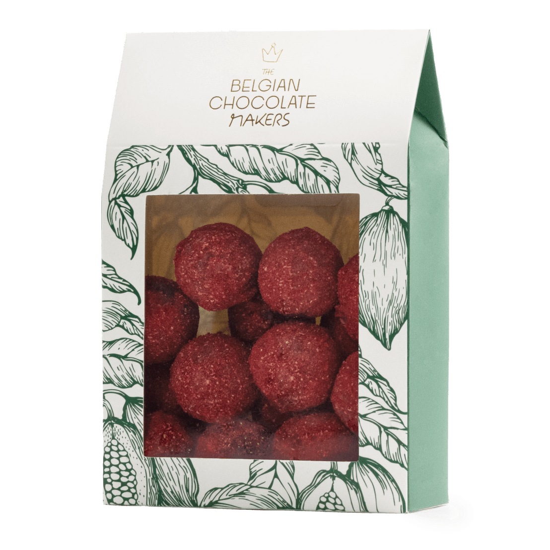 Pouch of Belgian truffles with raspberry coating 160g