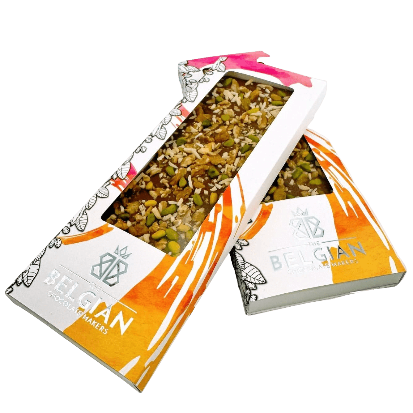 Fantasy milk chocolate bar 550 grs with walnut, pistachio, almond and raisins chunks