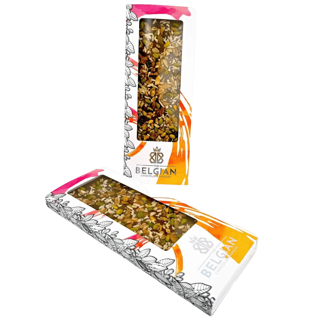 Fantasy milk chocolate bar 550 grs with walnut, pistachio, almond and raisins chunks