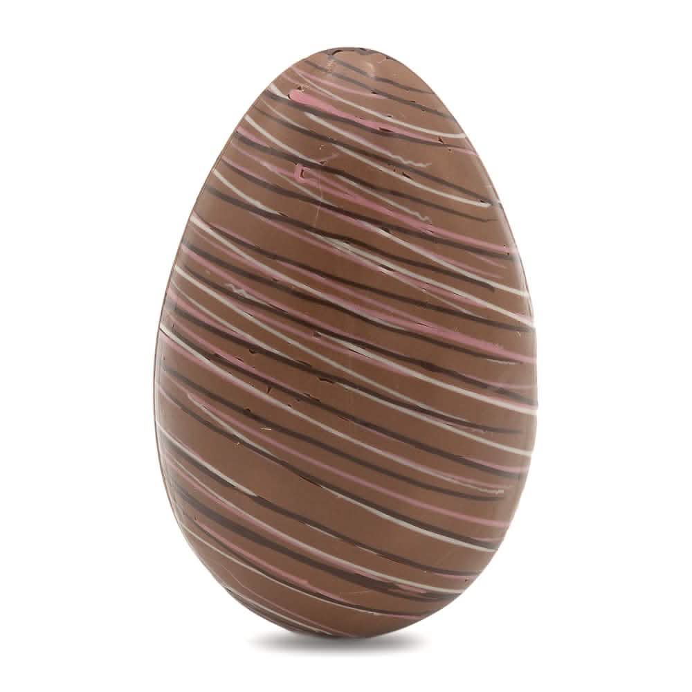 Easter egg with chocolate stripes with 5 eggs inside (milk) 220 Grs - The Belgian Chocolate Makers