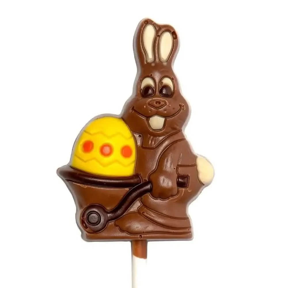 Milk chocolate bunny with egg lollipop - The Belgian Chocolate Makers