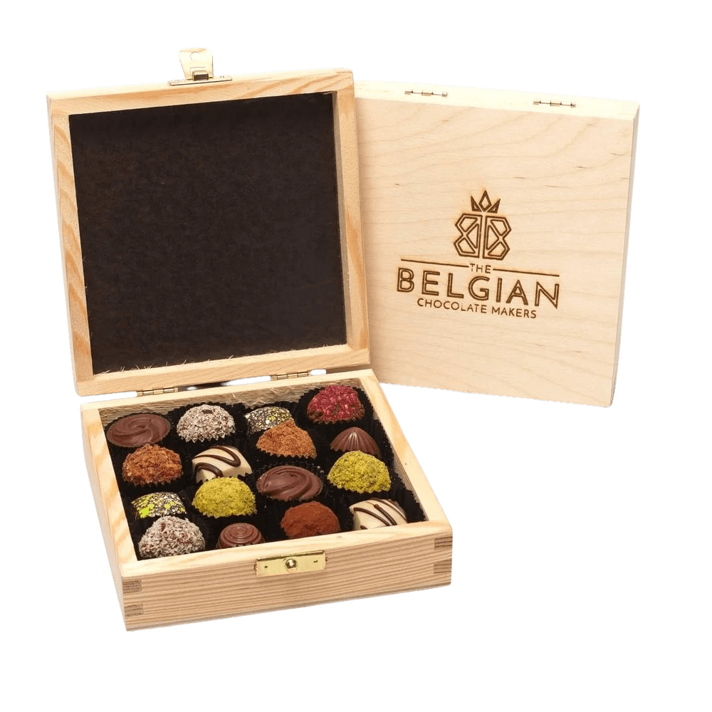 Wooden boxes of truffles