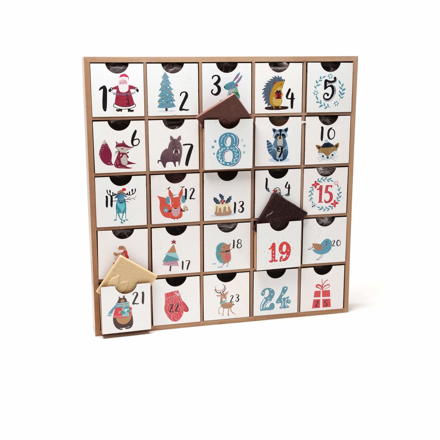 Wooden advent calendar origin 1 Kg - The Belgian Chocolate Makers