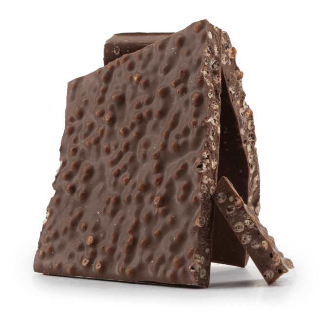 Dark chocolate broken bars with puffed rice