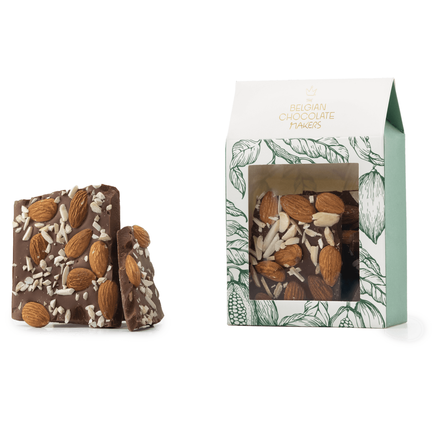 Milk chocolate broken bars with almond