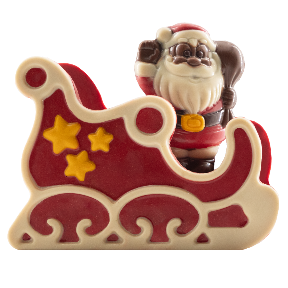 Festive white chocolate Santa in a sleigh 180g