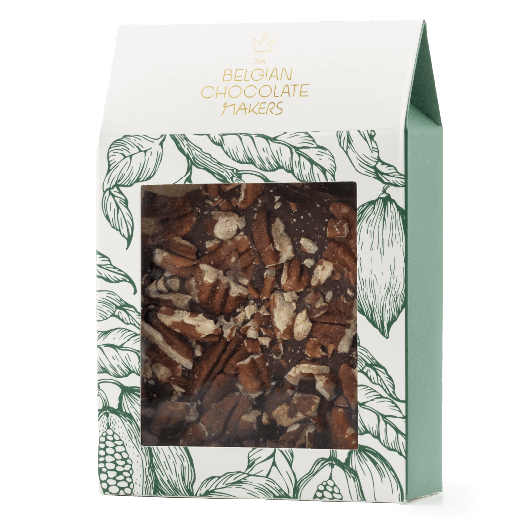 Dark chocolate broken bars with pecan