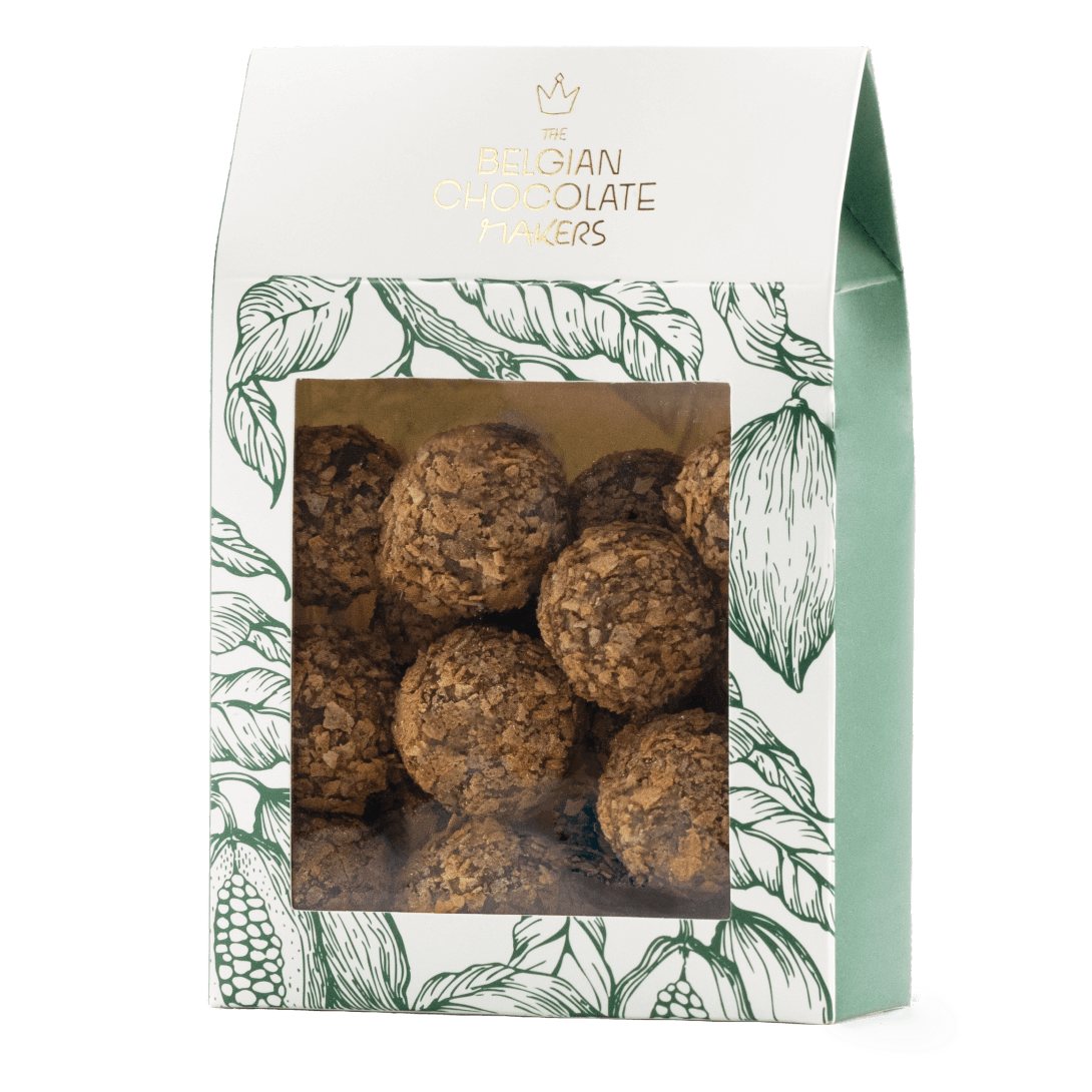 Pouch of Belgian truffles with feuilletine coating 160g