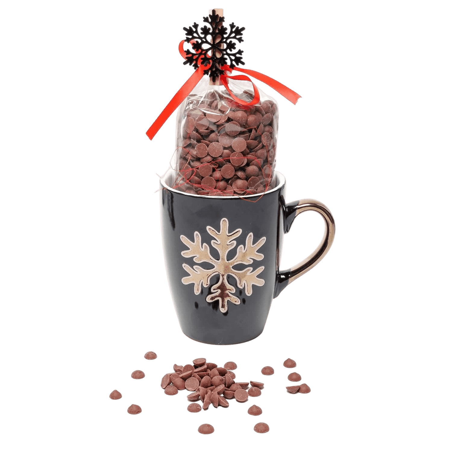 Dark chocolate drops in a snowflake mug 200g