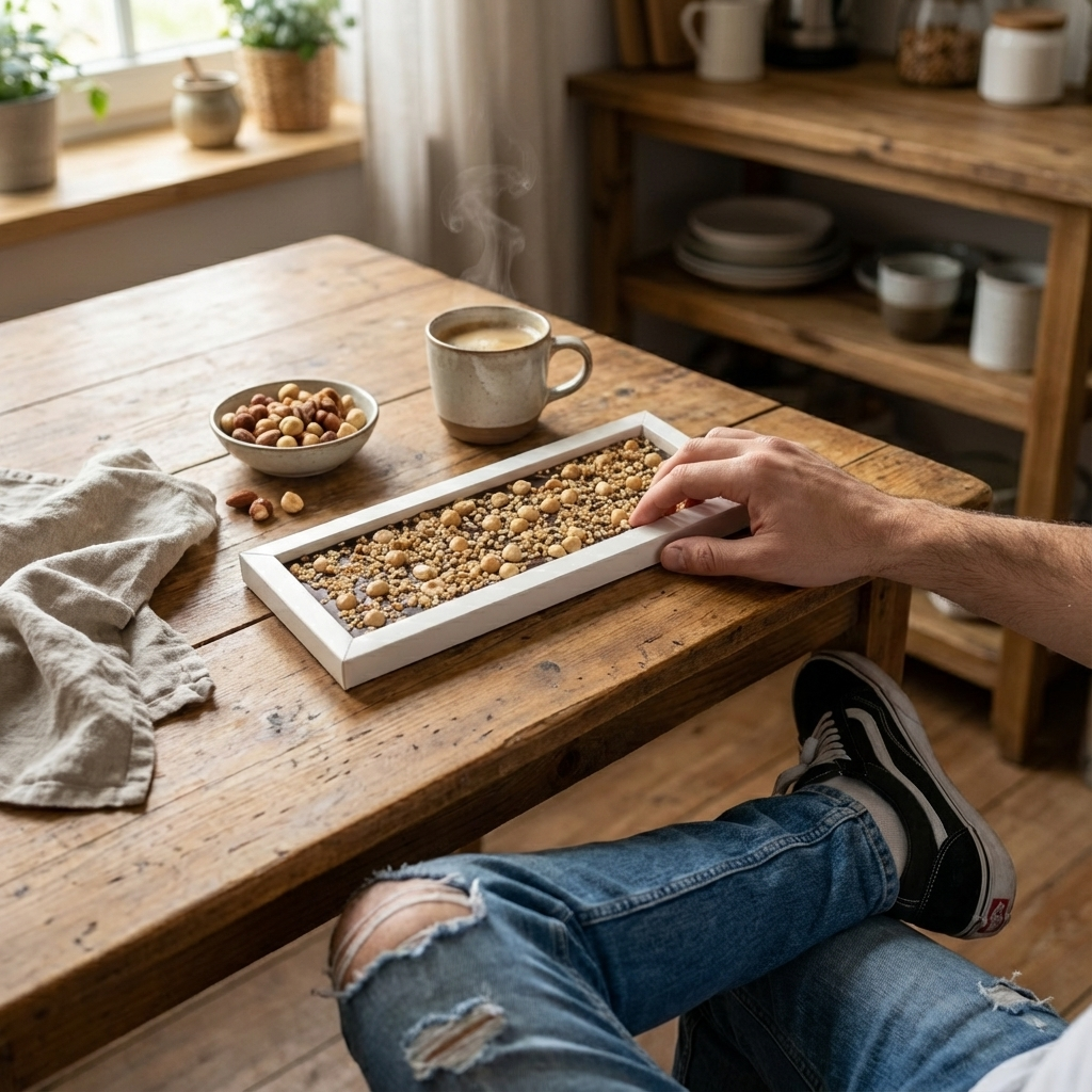 Fantasy dark chocolate bar 375 grs with Piedmont hazelnut chunks