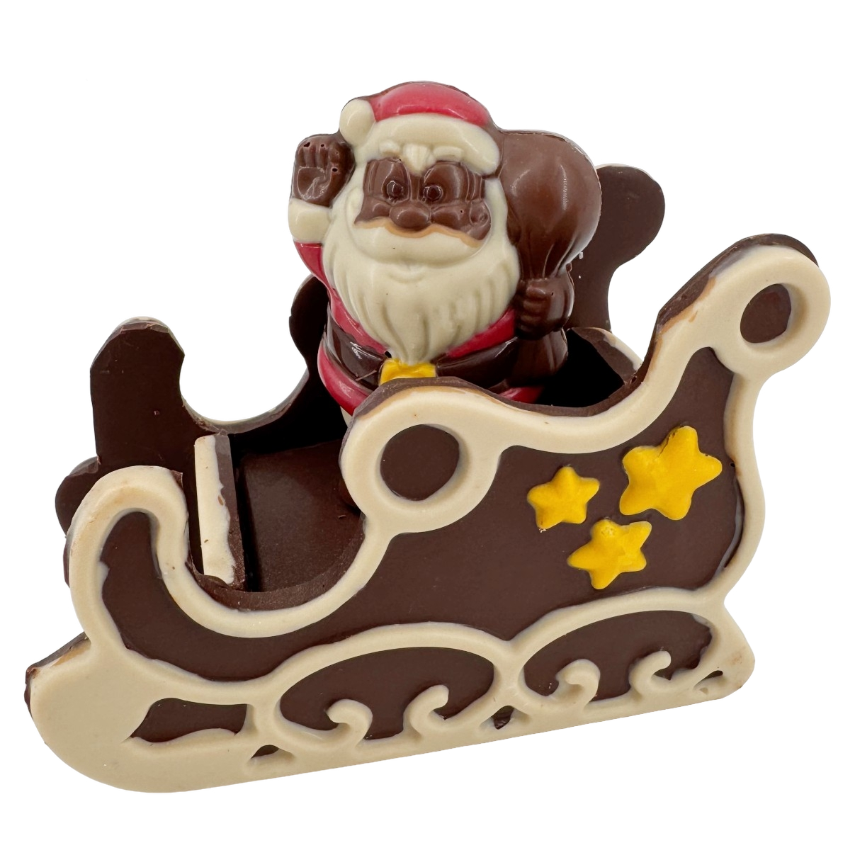 Festive dark chocolate Santa in a sleigh 180g
