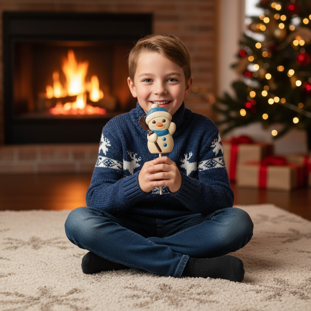 White chocolate snowman lollipop 25g