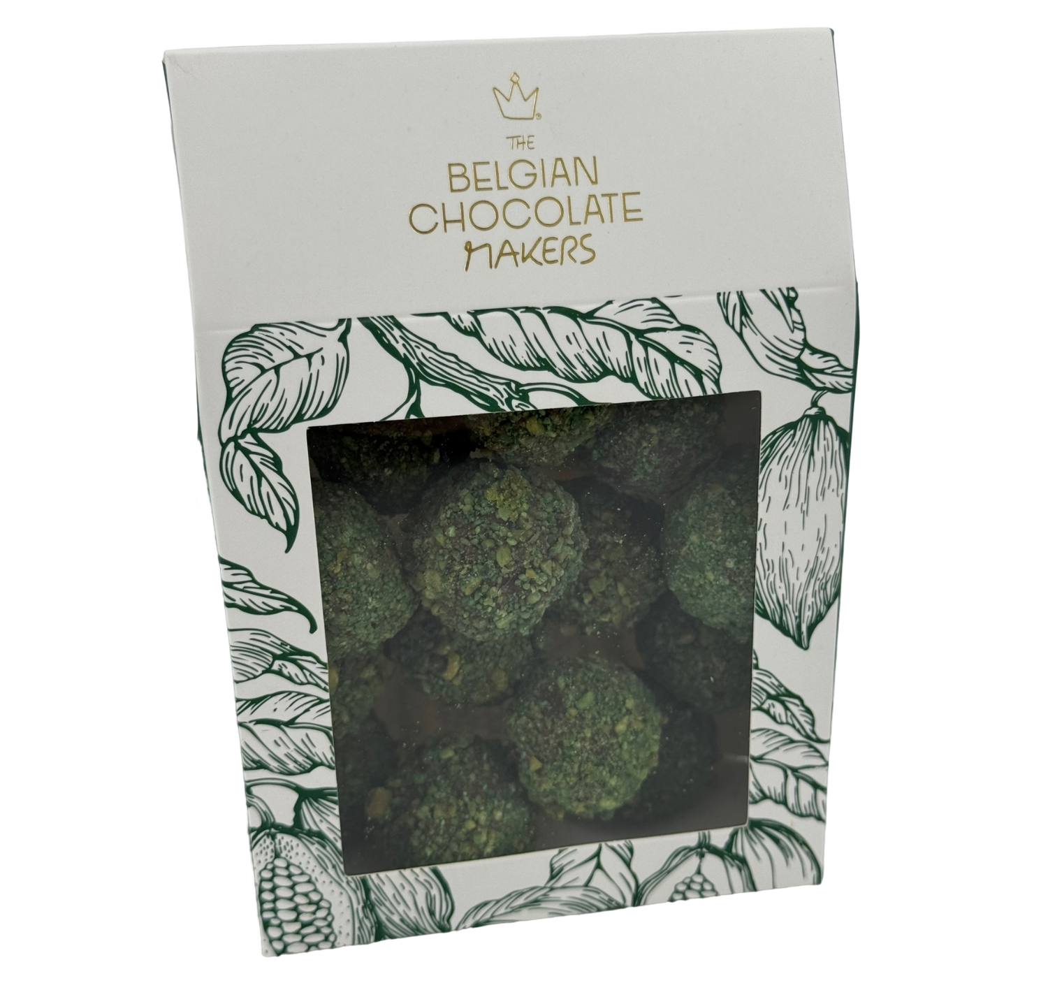 Pouch of Belgian truffles with pistachio coating 160g
