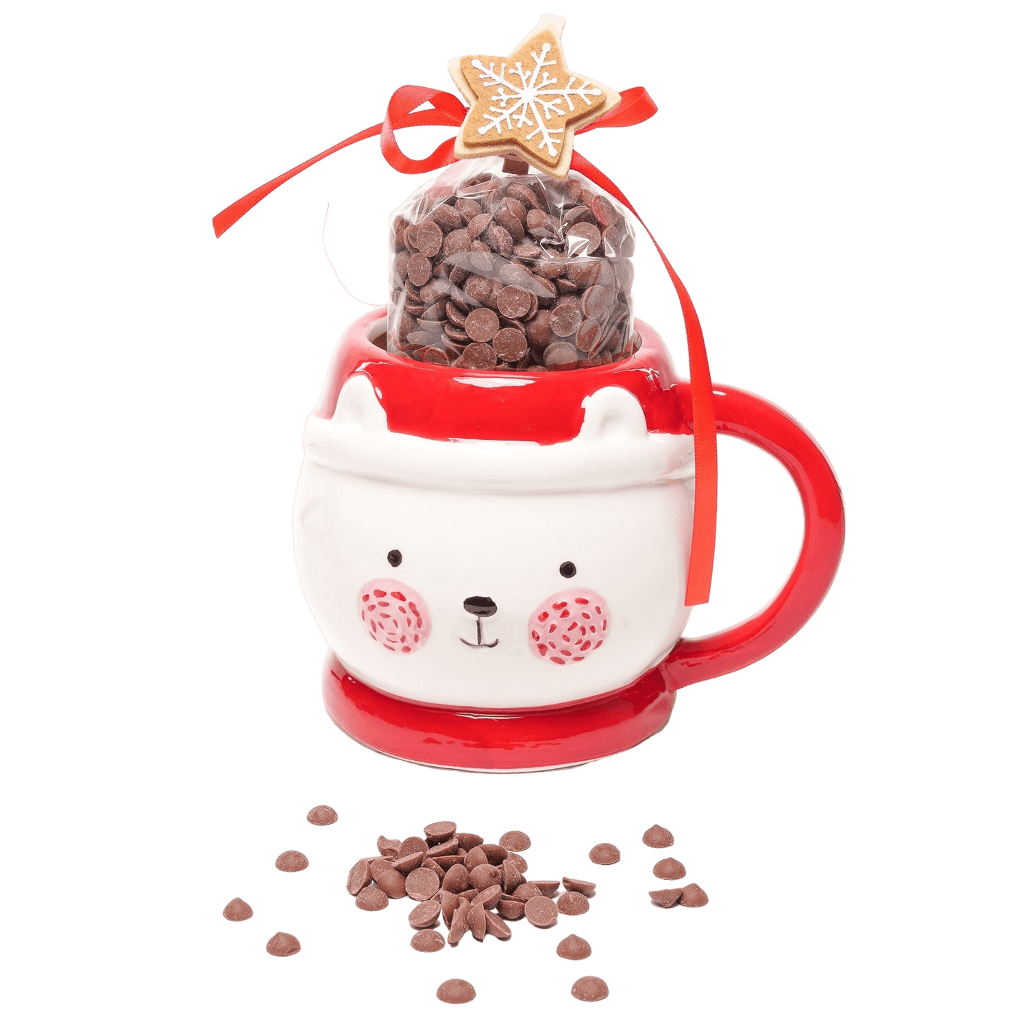Milk chocolate drops in a Christmas bear mug 200g
