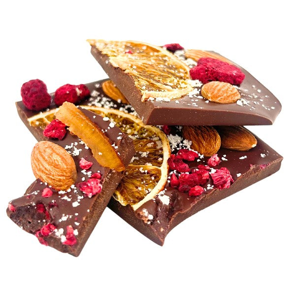 Broken bars dark (raspberry, almond, orange) 100 Grs