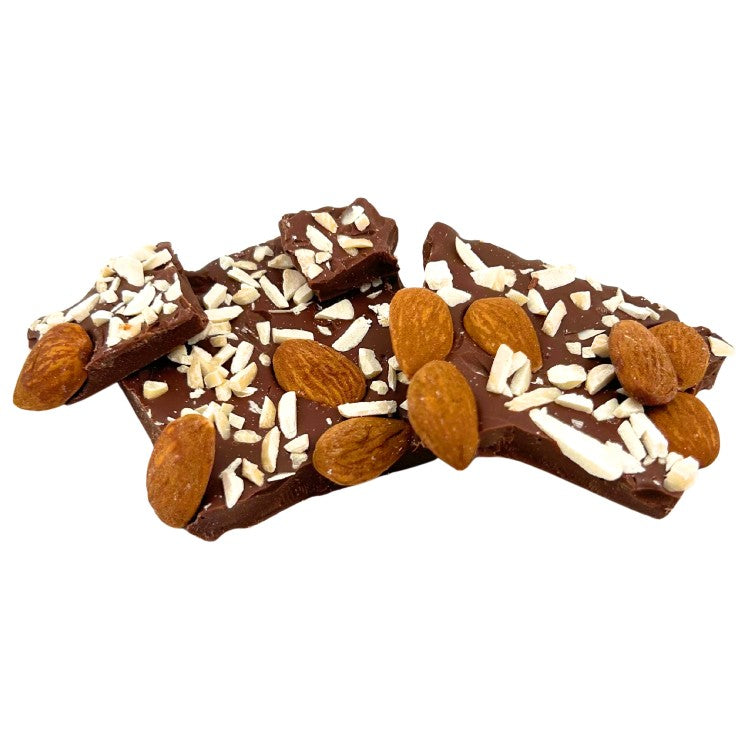 Milk chocolate broken bars with almond