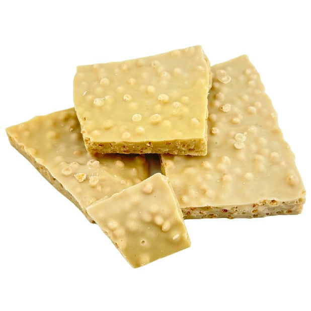 White chocolate broken bars with puffed rice