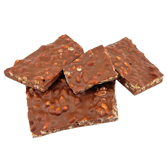 Milk chocolate broken bars with puffed rice