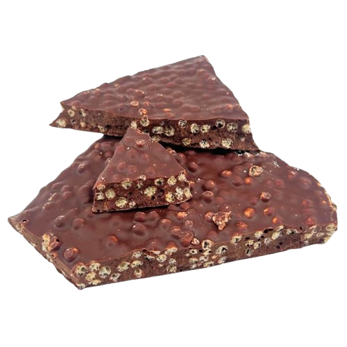 Dark chocolate broken bars with puffed rice