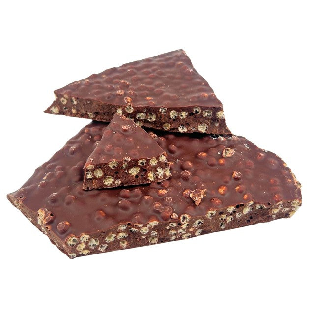 Dark chocolate broken bars with puffed rice