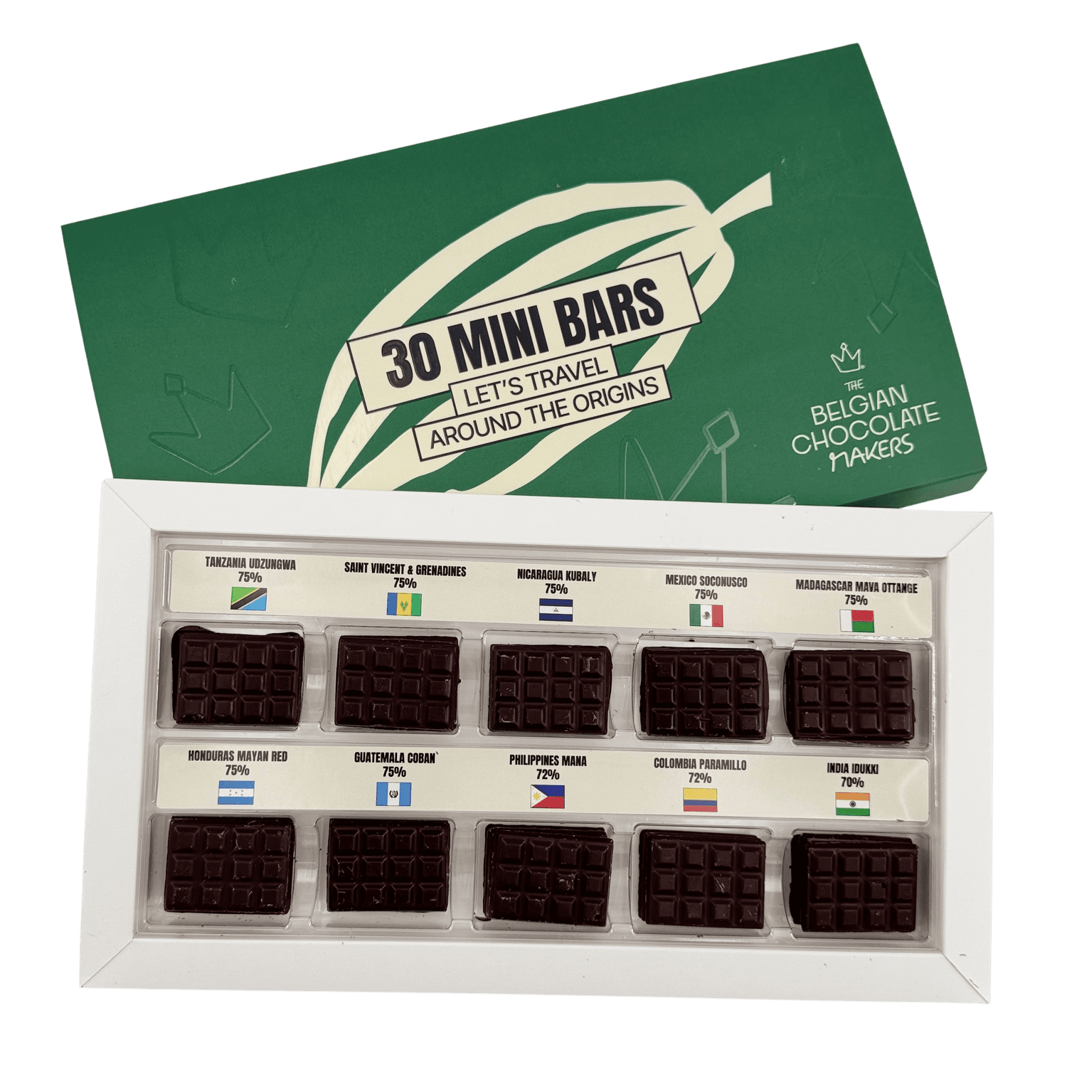 Dark chocolate discovery box with 30 mini bars