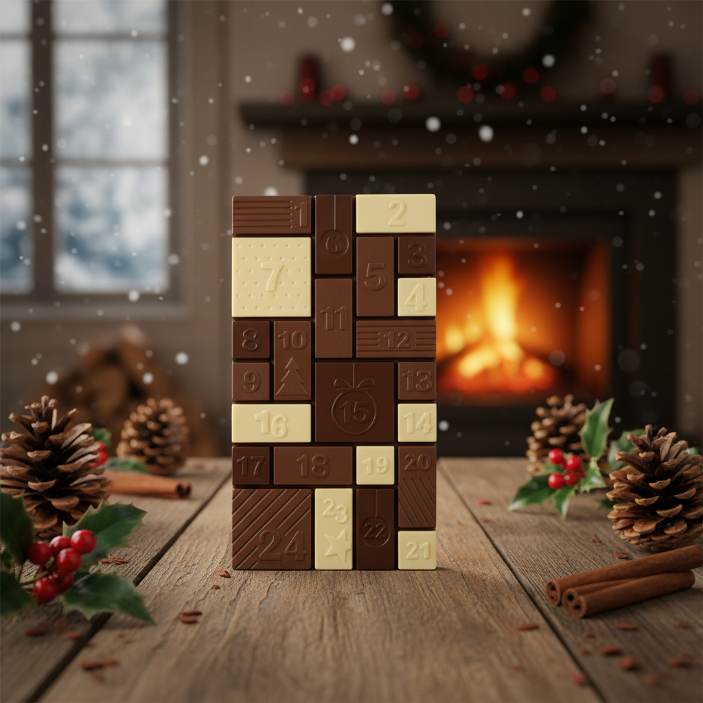 Barre de chocolat au lait pour le calendrier de l'avent de Noël 200g