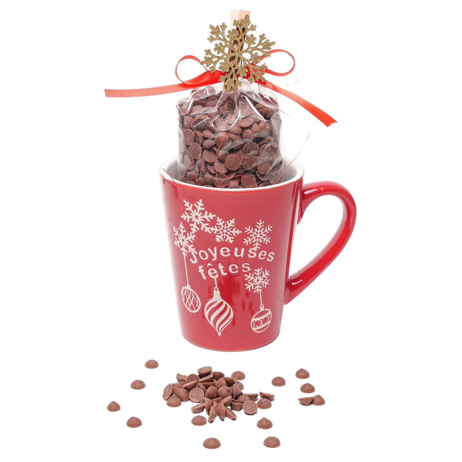Milk chocolate drops in a festive mug 200g