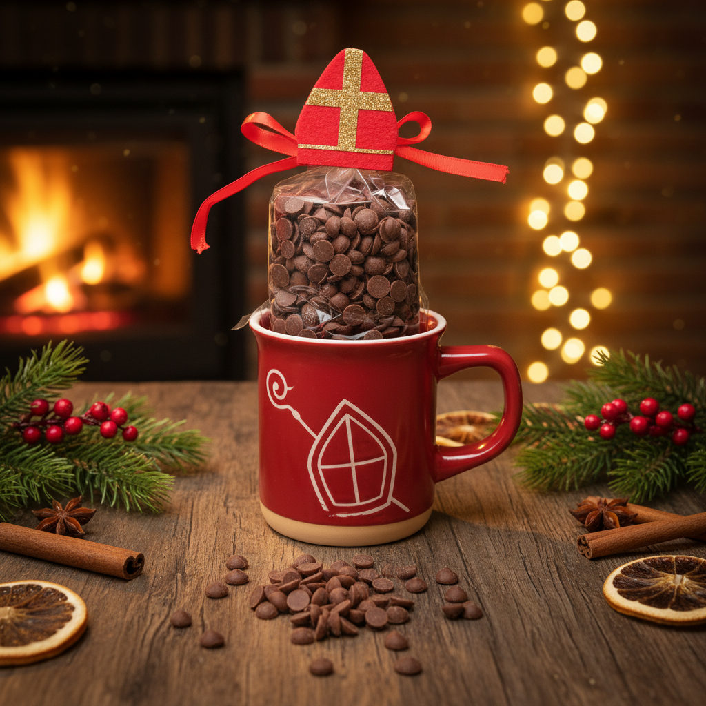 Milk chocolate drops in Saint Nicholas mug 200g